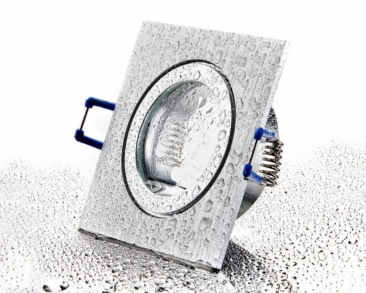 LED Einbaustrahler Flach IP44 - Alu gebürstet Eckig 5W LED Dimmbar - Banja