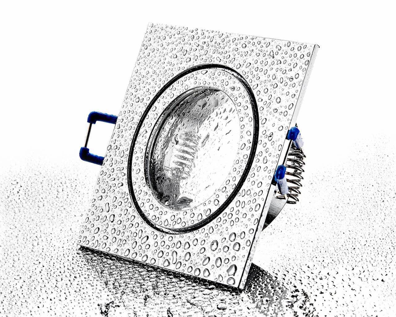 LED Einbaustrahler Flach IP44 - Chrom Eckig 5W LED Dimmbar - Agua