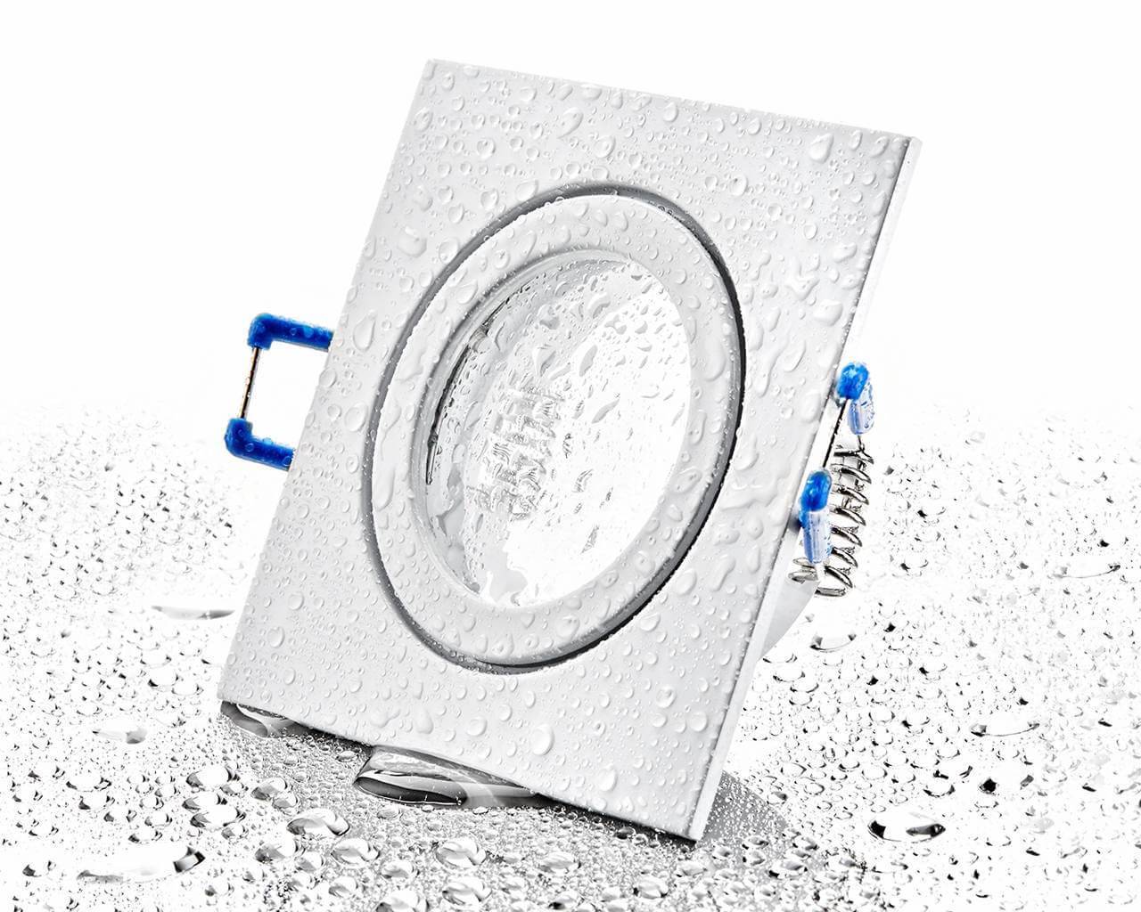 LED Einbaustrahler Flach IP44 - Weiß Eckig 5W LED Dimmbar - Agua