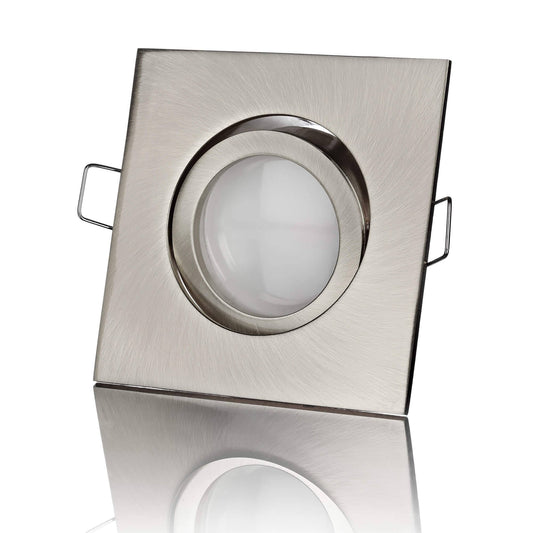 LED Einbaustrahler Flach - Edelstahl gebürstet Eckig 5W Dimmbar 120° - Rapid