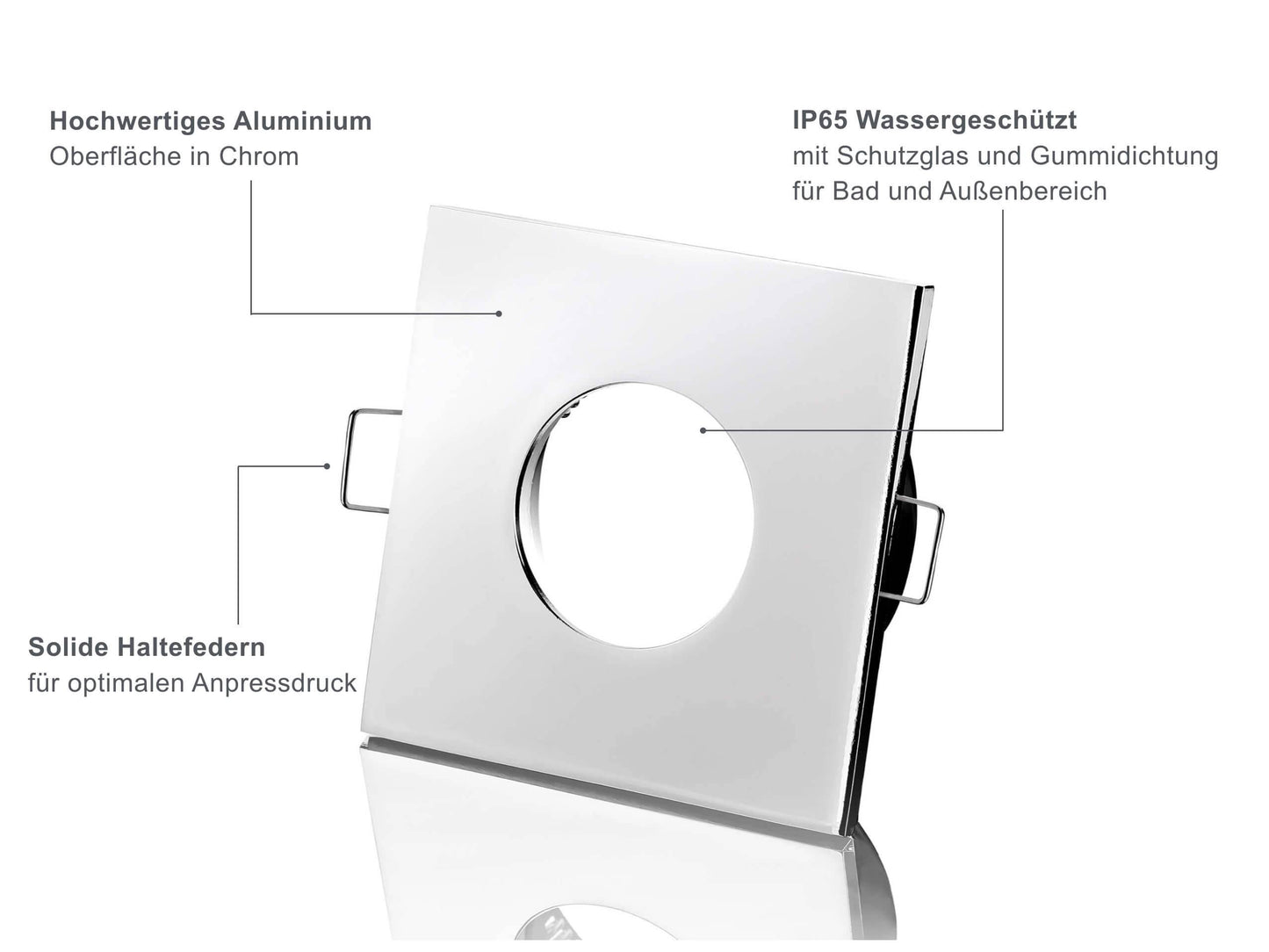 LED Einbaustrahler IP65 - Chrom Eckig 5W GU10 - Fora