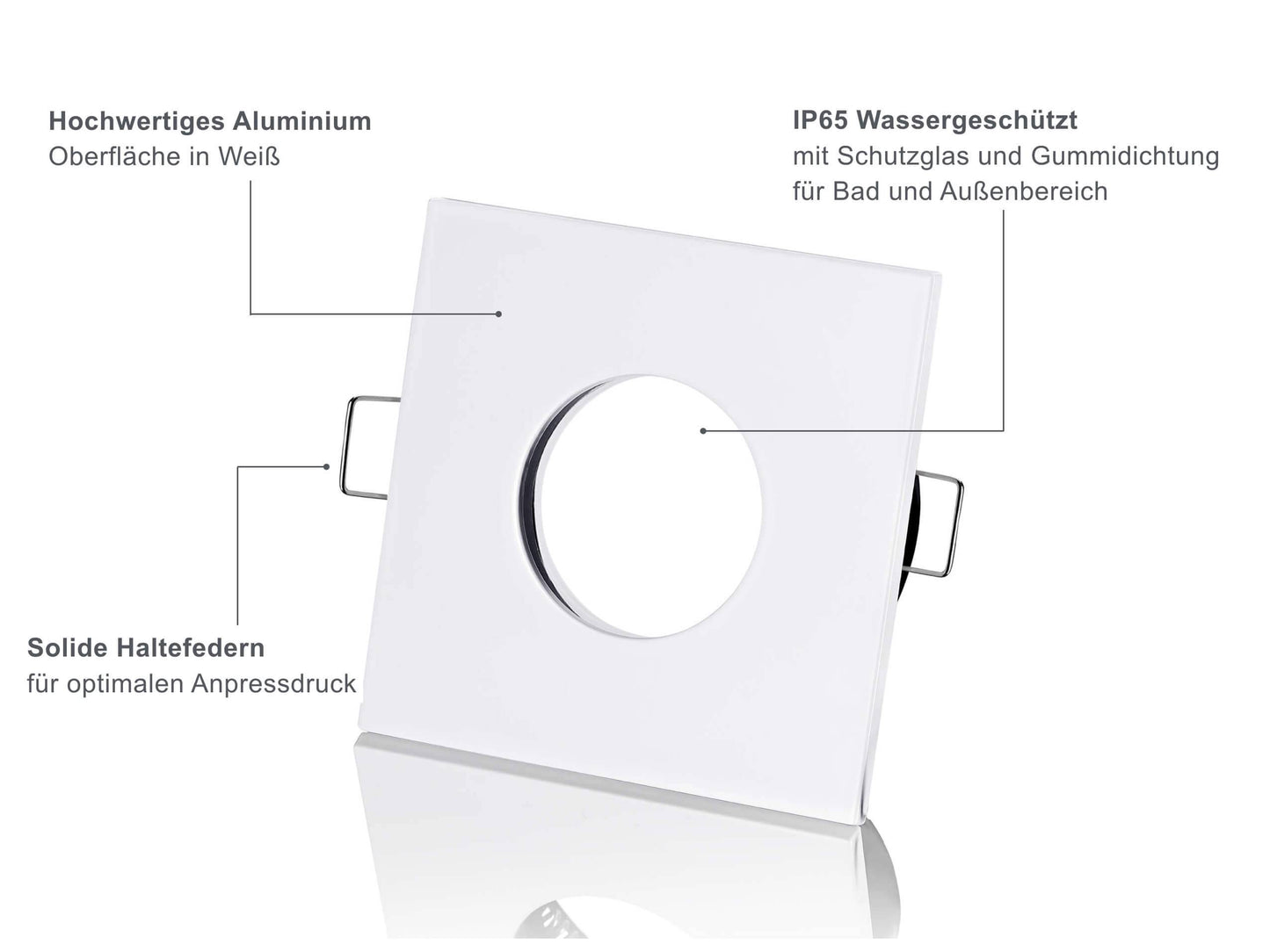 LED Einbaustrahler IP65 - Weiß Eckig 5W GU10 - Fora