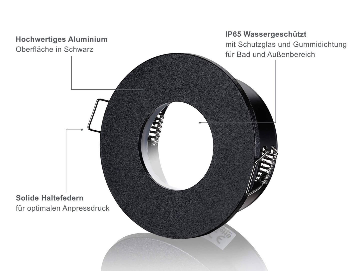 LED Einbaustrahler IP65 - Schwarz Rund 5W GU10 - Fora