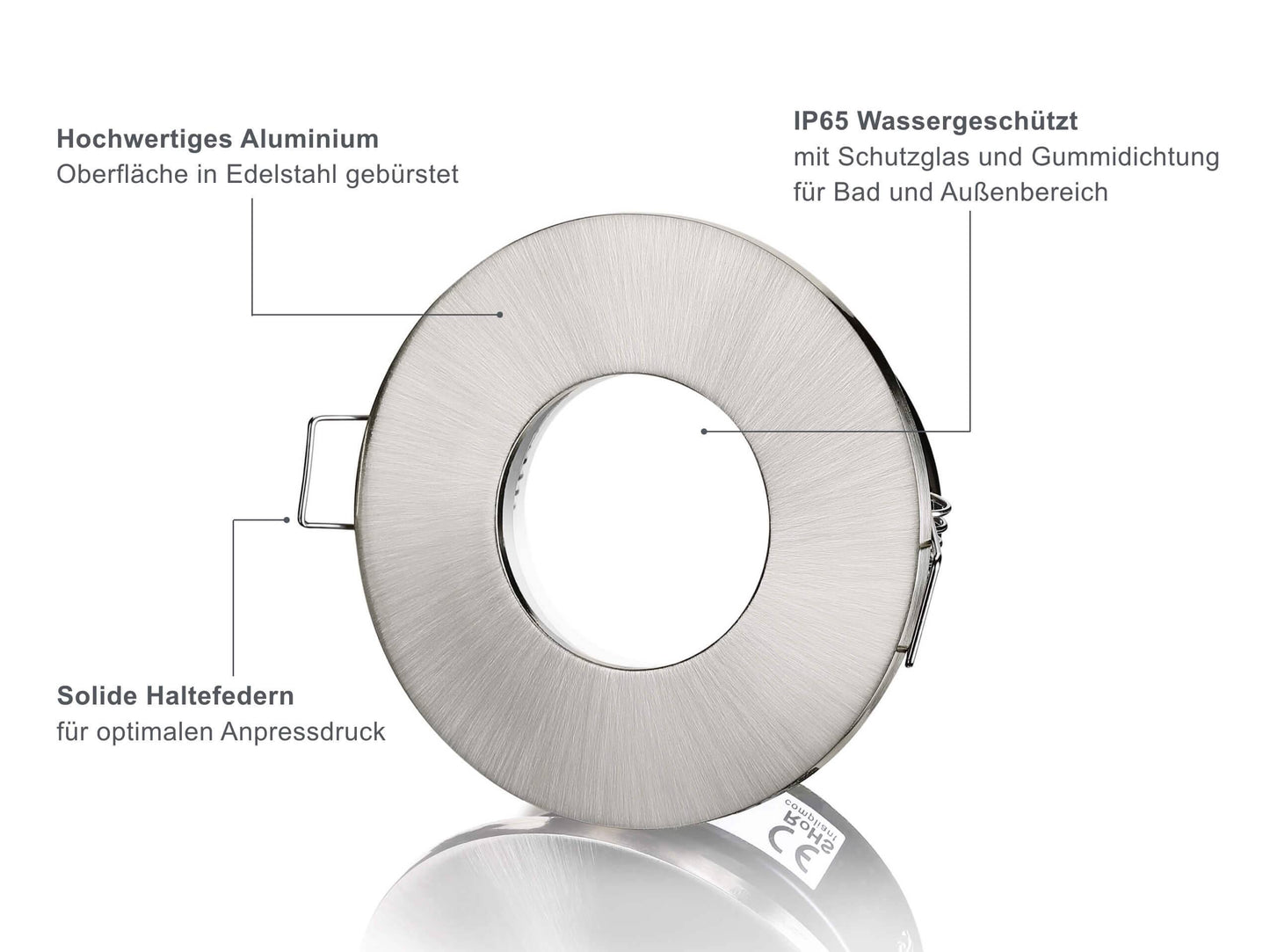 LED Einbaustrahler IP65 Dimmbar - Edelstahl gebürstet Rund 5W GU10 - Fora