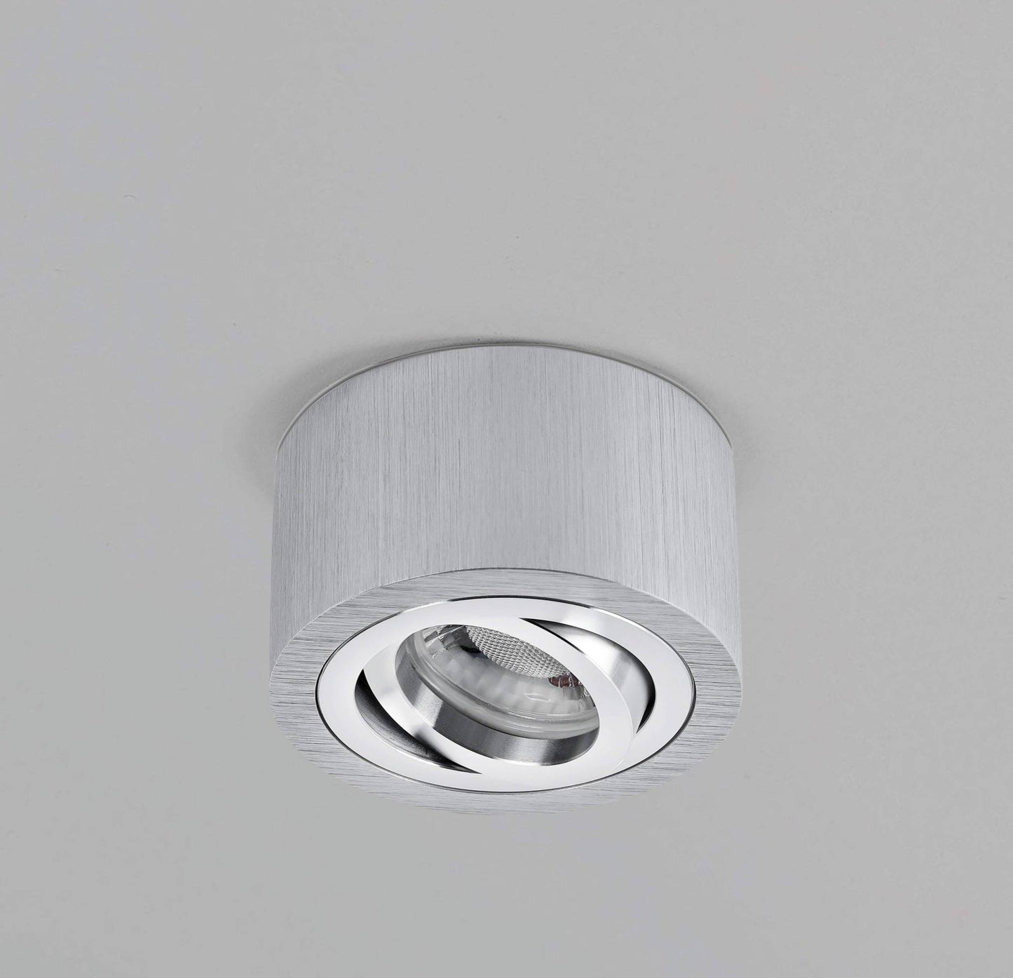 LED Aufbaustrahler Flach - Alu gebürstet Rund 230V 5W Dimmbar 120° - Tablo