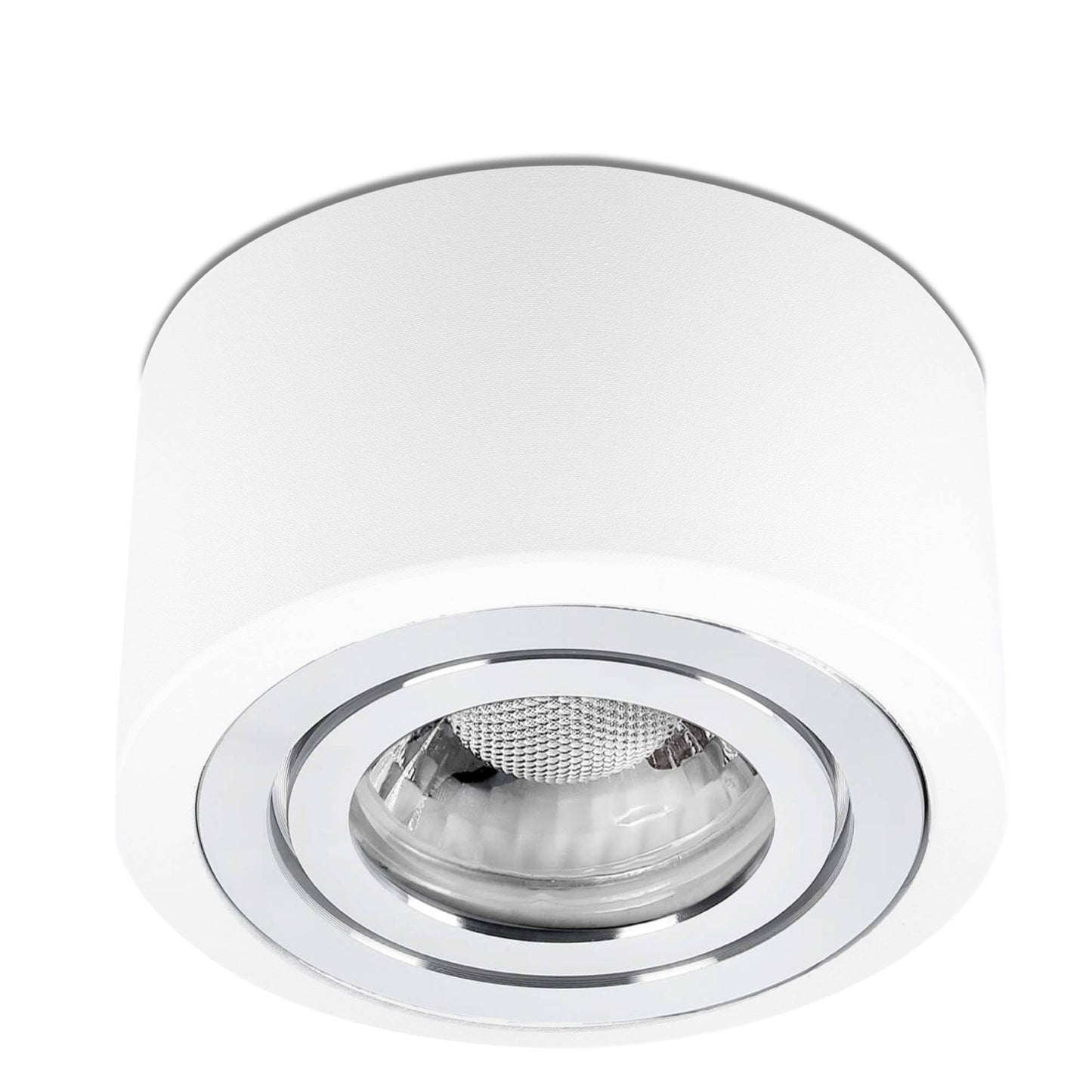 LED Aufbaustrahler IP44 Flach - Weiß mit Chromring 230V 5W Dimmbar - Tablo