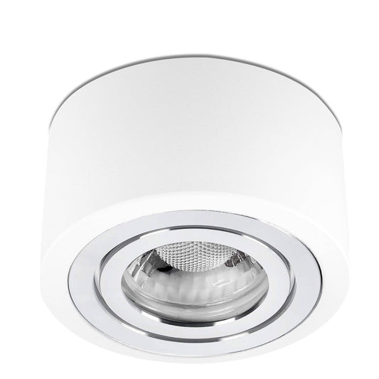 LED Aufbaustrahler IP44 Flach - Weiß mit Chromring 230V 5W Dimmbar - Tablo