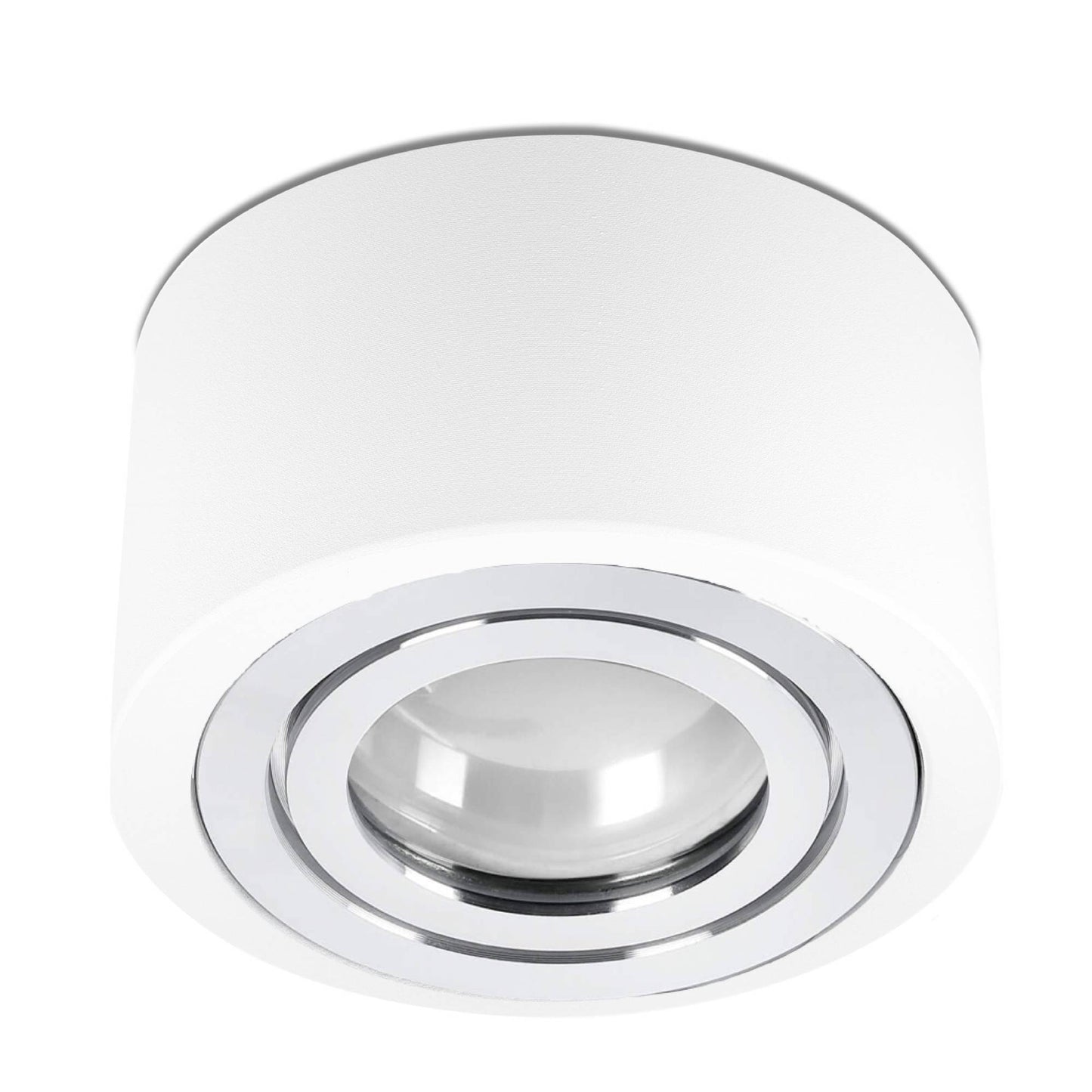 LED Aufbaustrahler IP44 Flach - Weiß mit Chromring 230V 5W Dimmbar 120° - Tablo