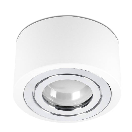LED Aufbaustrahler IP44 Flach - Weiß mit Chromring 230V 5W Dimmbar 120° - Tablo