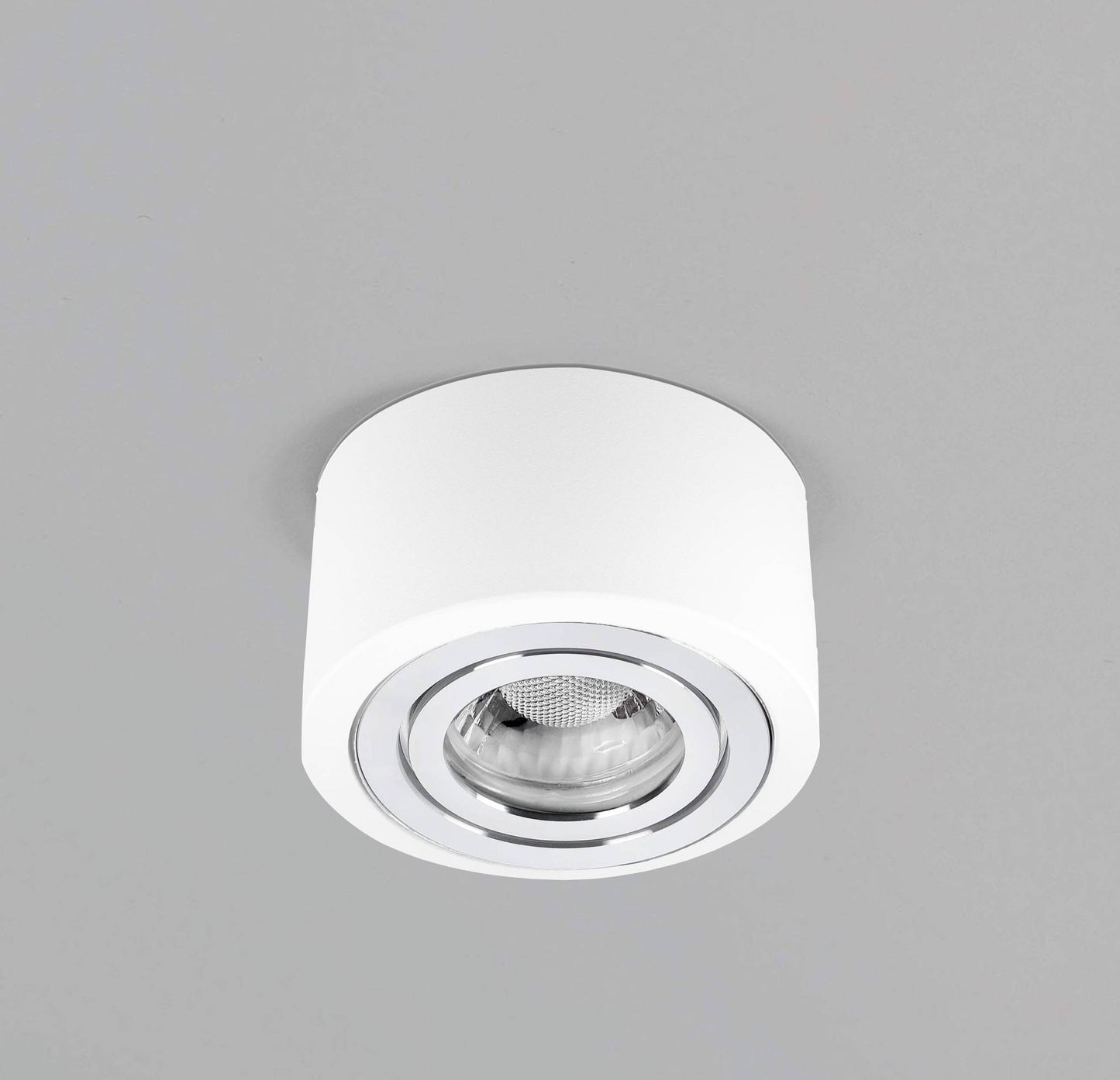 LED Aufbaustrahler IP44 Flach - Weiß mit Chromring 230V 5W Dimmbar - Tablo