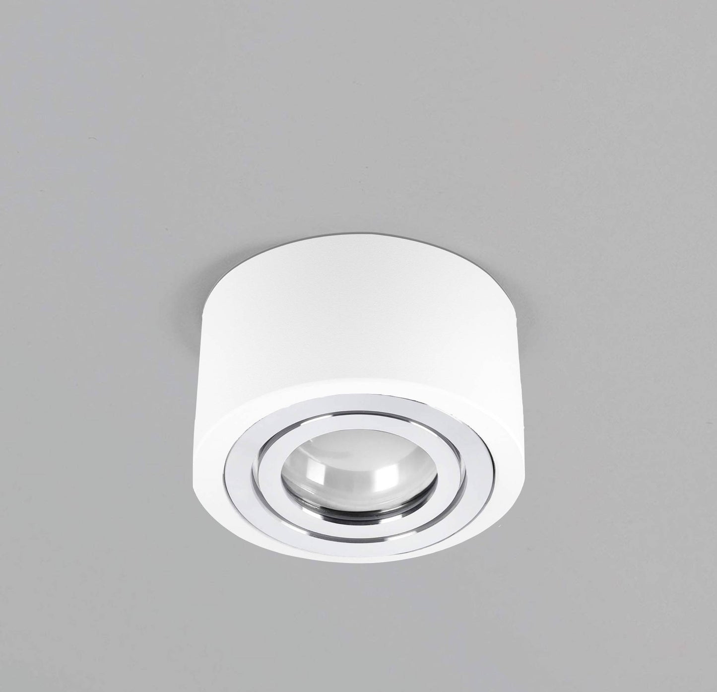 LED Aufbaustrahler IP44 Flach - Weiß mit Chromring 230V 5W Dimmbar 120° - Tablo