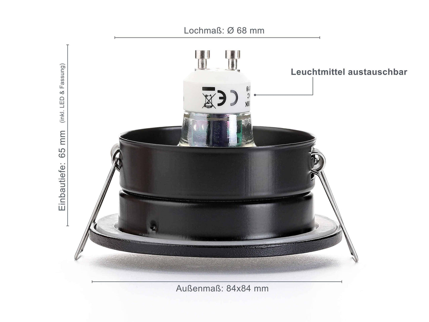 LED Einbaustrahler IP65 flach - Aluminium Gebürstet eckig 5W Dimmbar - Fora