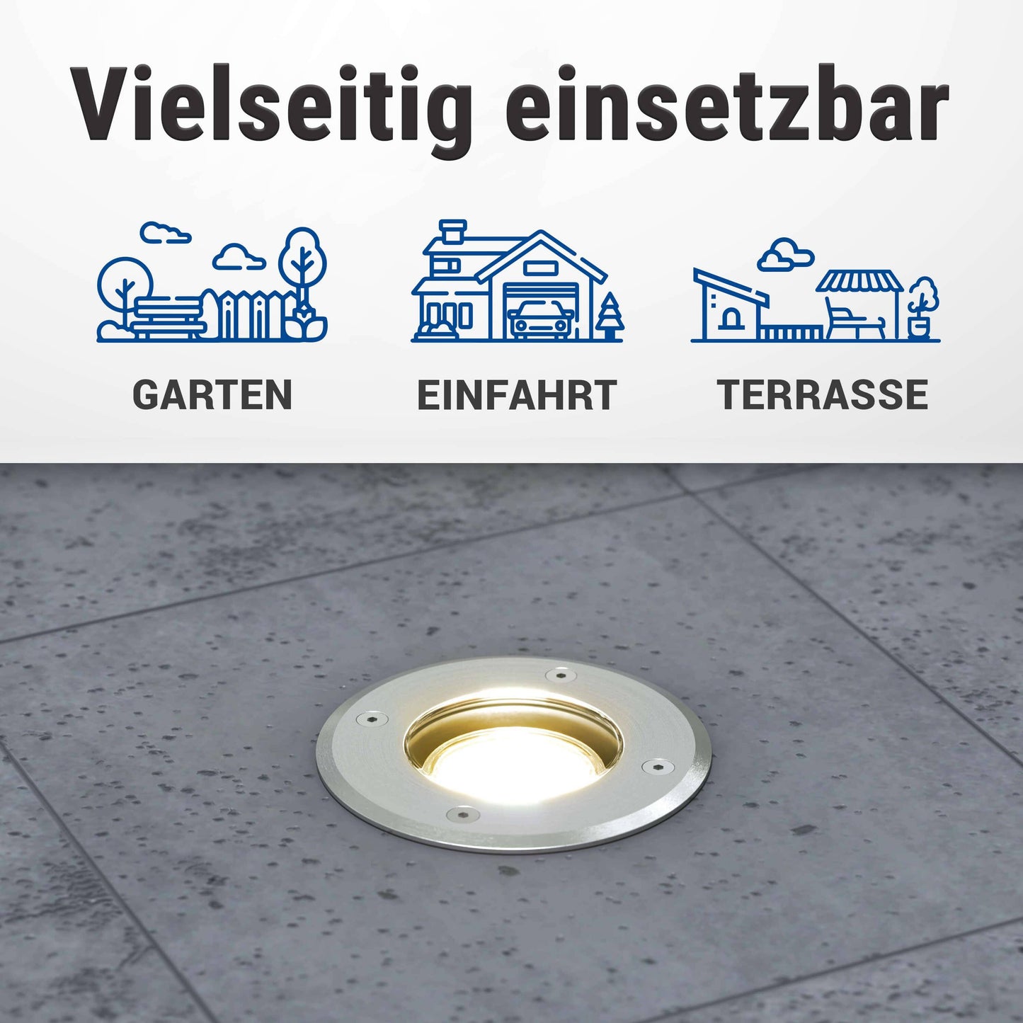 LED Bodeneinbaustrahler IP67 - Edelstahl gebürstet rund inkl. 3W GU10 230V