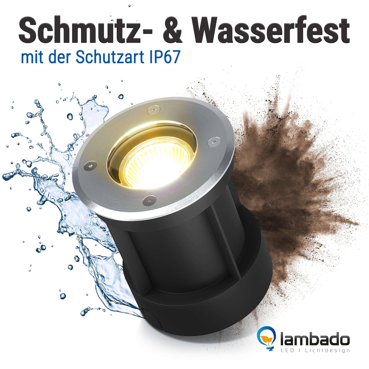 LED Bodeneinbaustrahler IP67 - Edelstahl gebürstet rund inkl. 3W GU10 230V