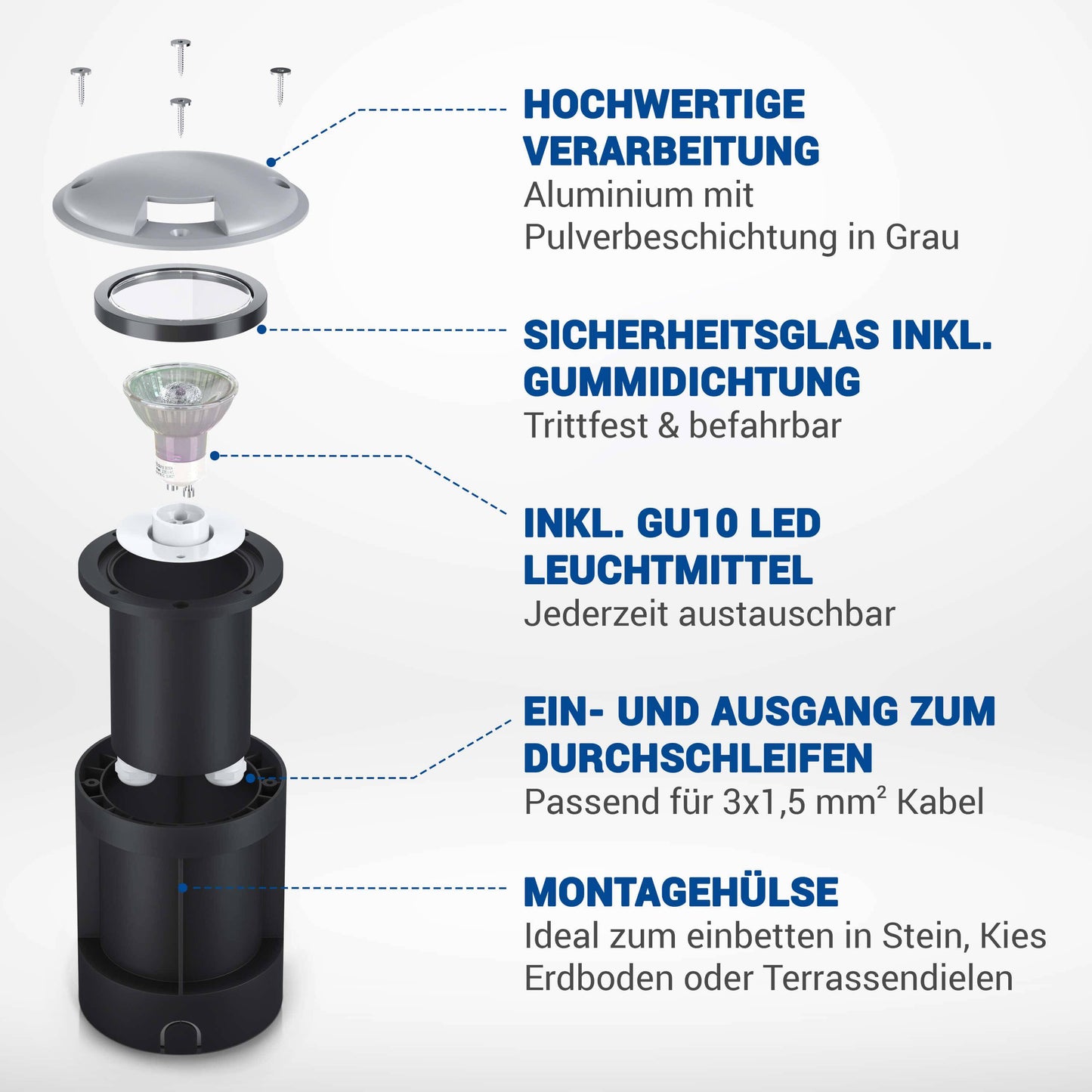LED Bodenleuchte in Grau 1-flammig mit RGB Farbwechsel - Smart Home Alexa & Google