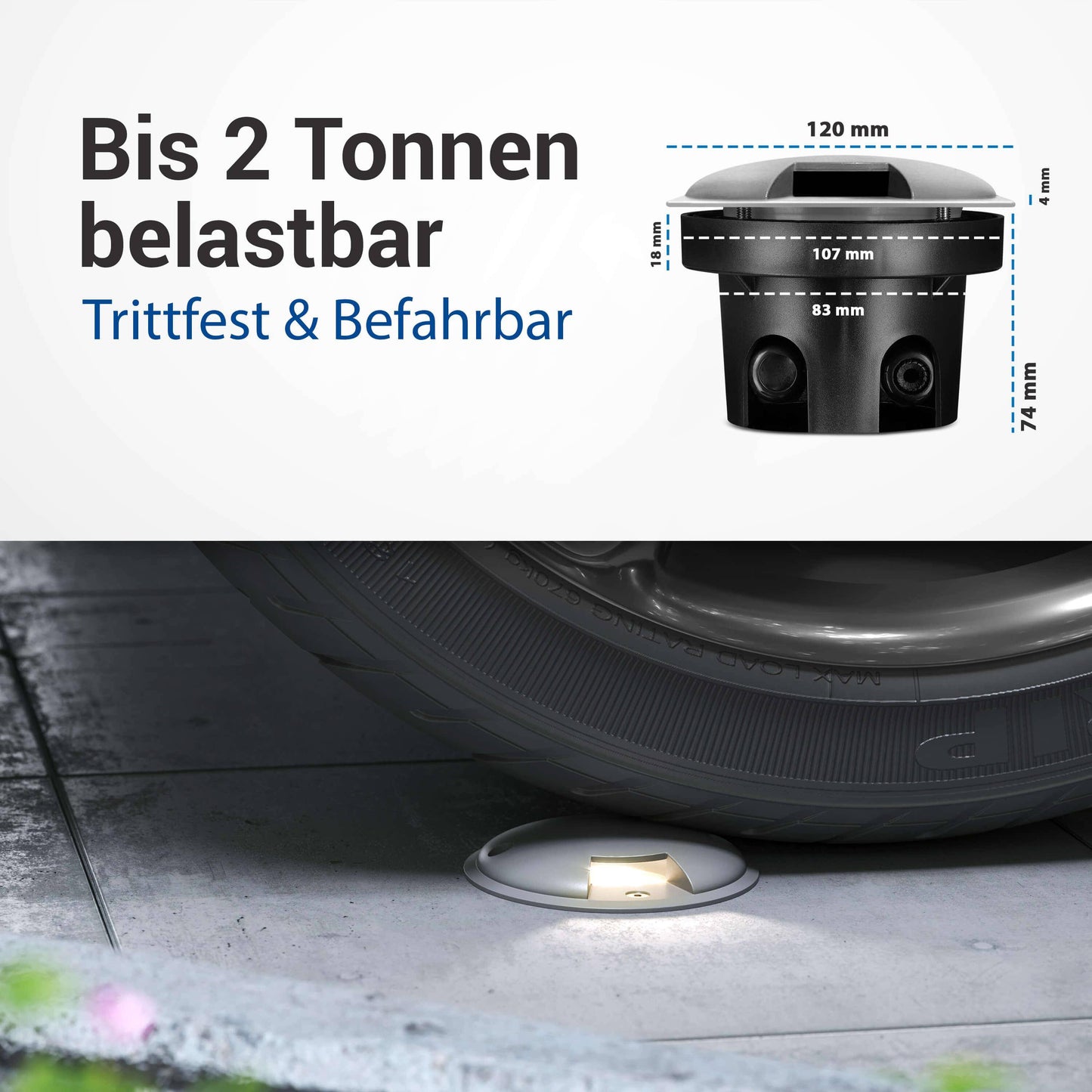 LED Bodenleuchte flach in Grau 1-flammig inkl. LED 5W 230V
