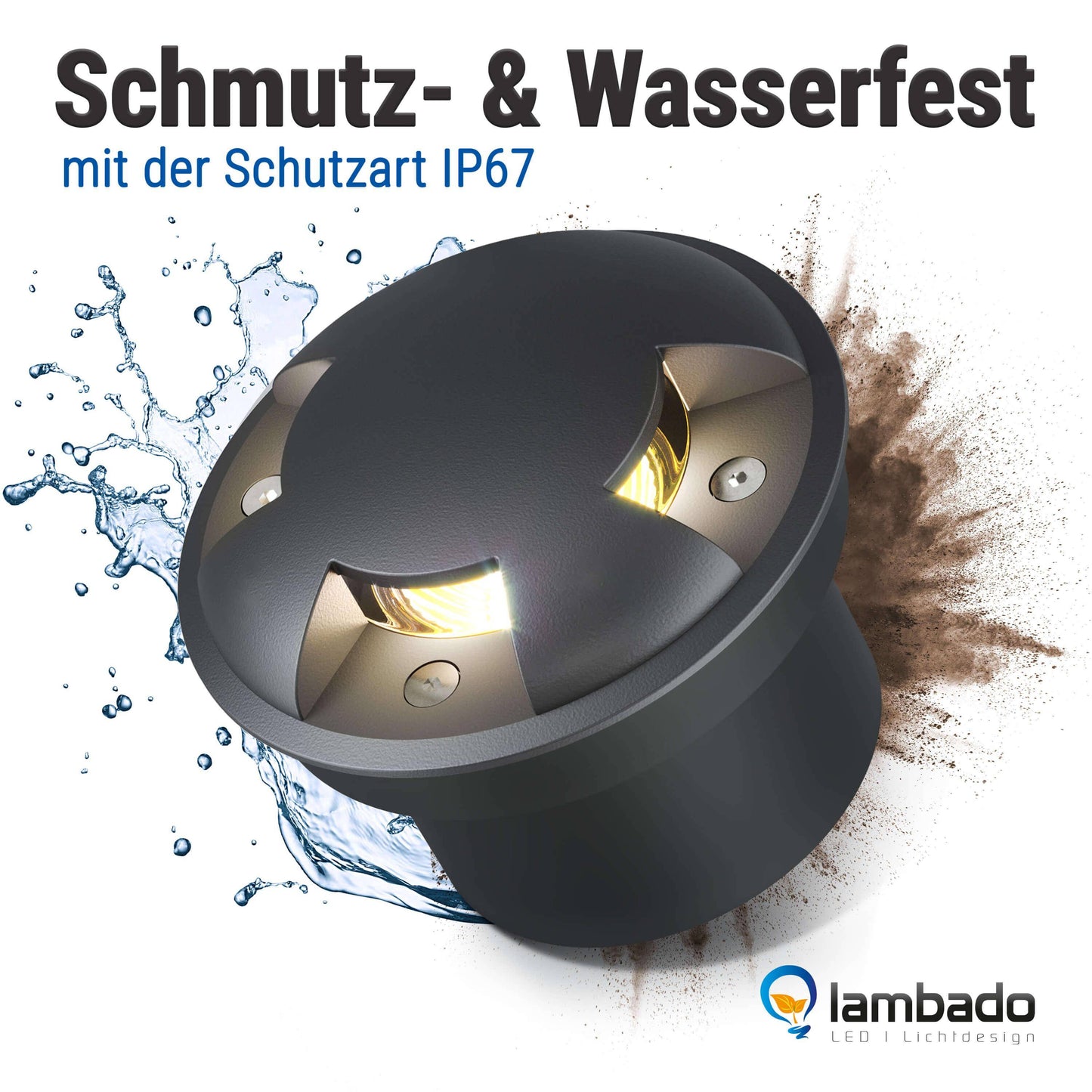 LED Bodenleuchte flach in Schwarz 3-flammig inkl. LED 5W 230V
