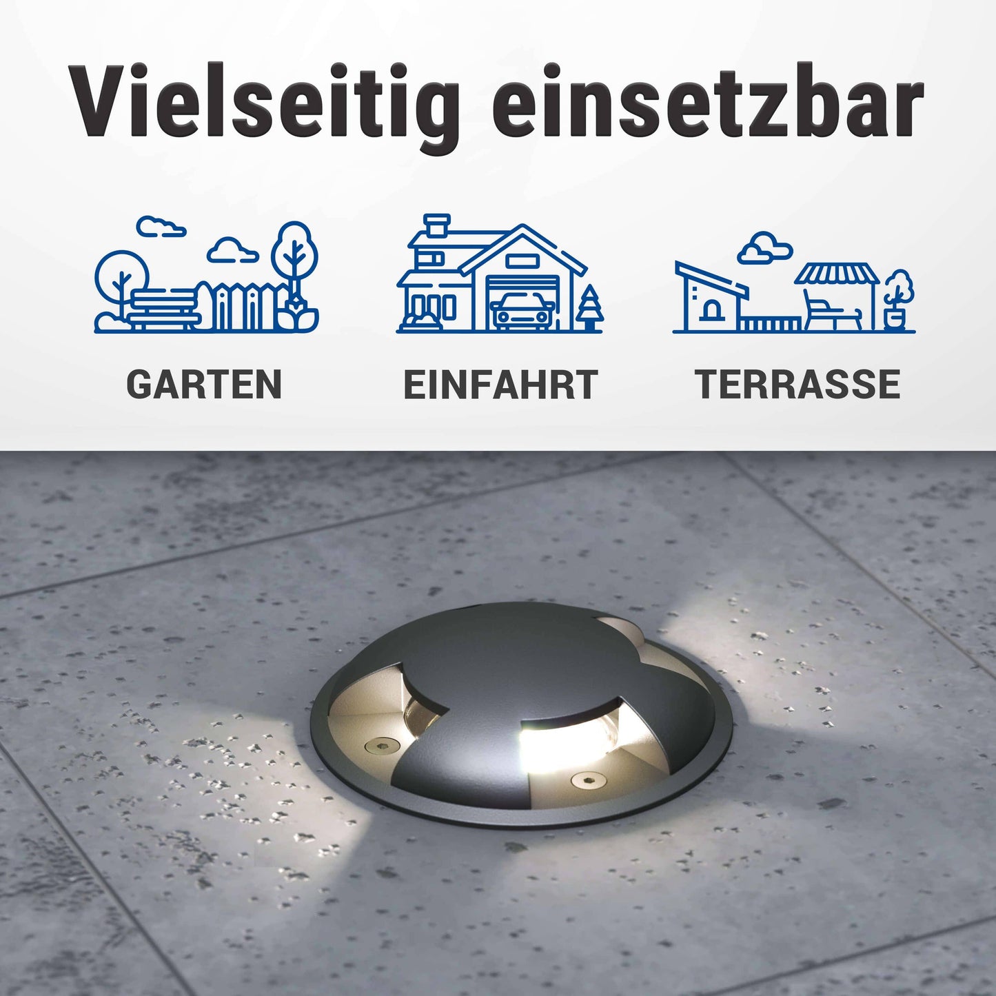 LED Bodenleuchte flach in Schwarz 3-flammig inkl. LED 5W 230V