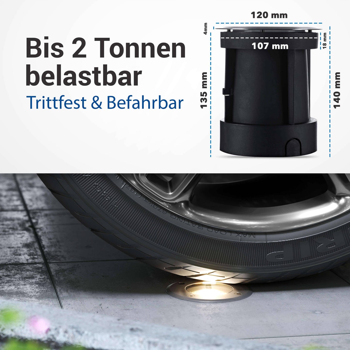 LED Bodenstrahler schwenkbar rund IP67 mit RGB+CCT Farbwechsel 5W GU10