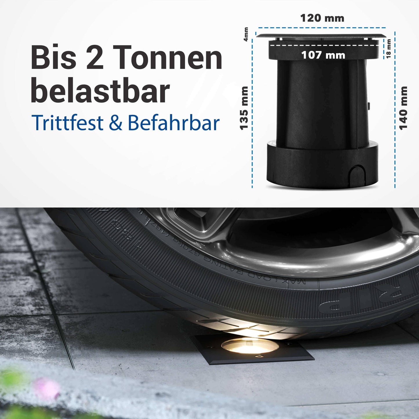 LED Bodenstrahler schwenkbar IP67 quadratisch schwarz inkl. 3W GU10 230V