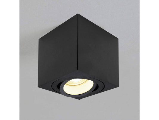 LED Aufbaustrahler 230V Schwarz Eckig - 5W GU10 LED - Glabo