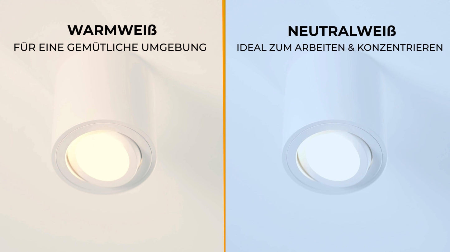 LED Aufbaustrahler 230V Weiß Eckig - 5W GU10 LED - Glabo