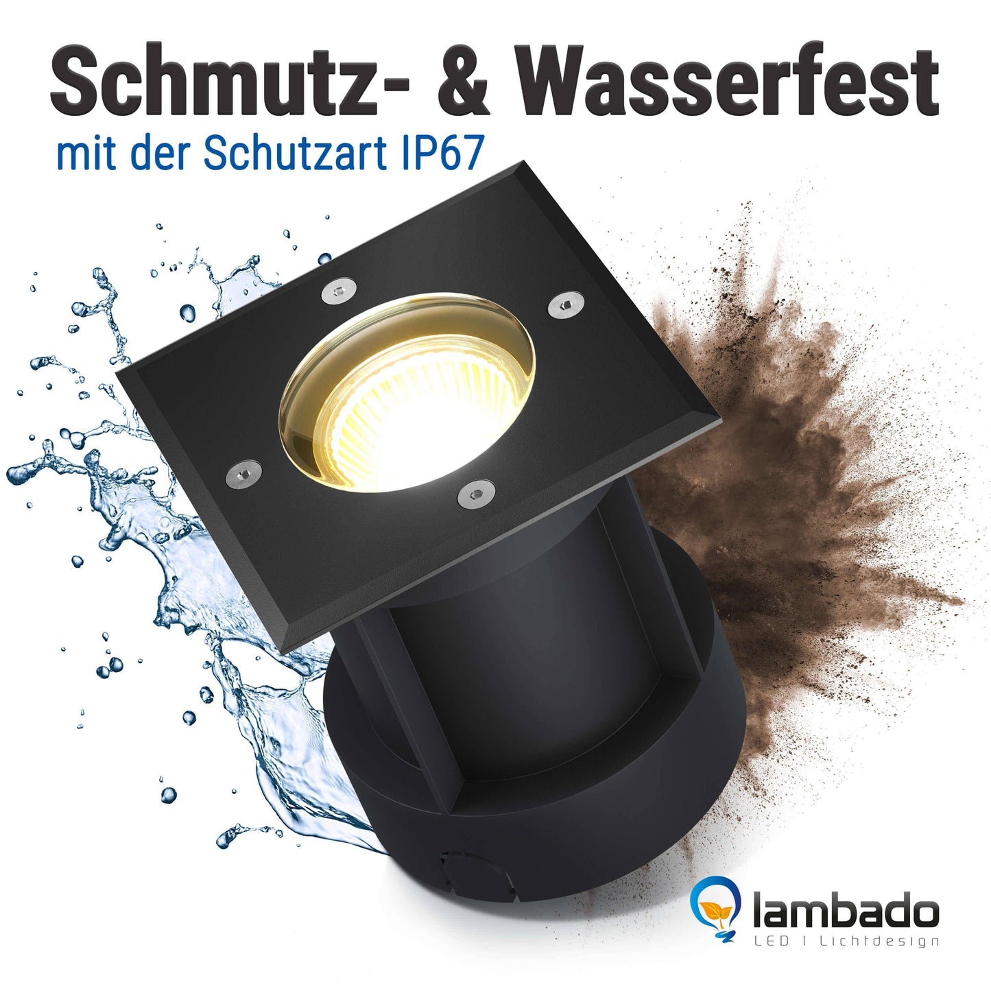 LED Bodenstrahler IP67 Schwarz eckig mit RGB+CCT Farbwechsel 5W GU10