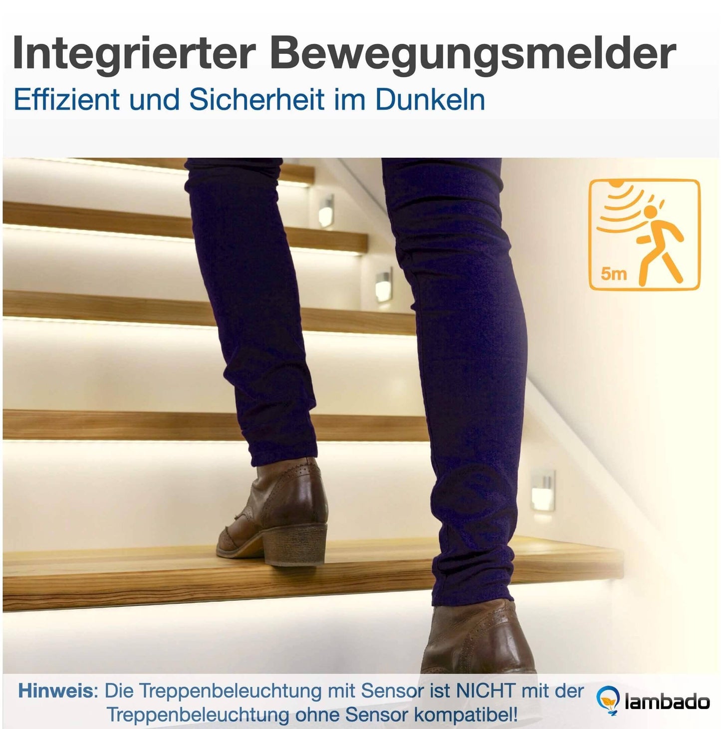 Treppenbeleuchtung mit Bewegungsmelder Stripe in Weiss - 230V 1,5W LED