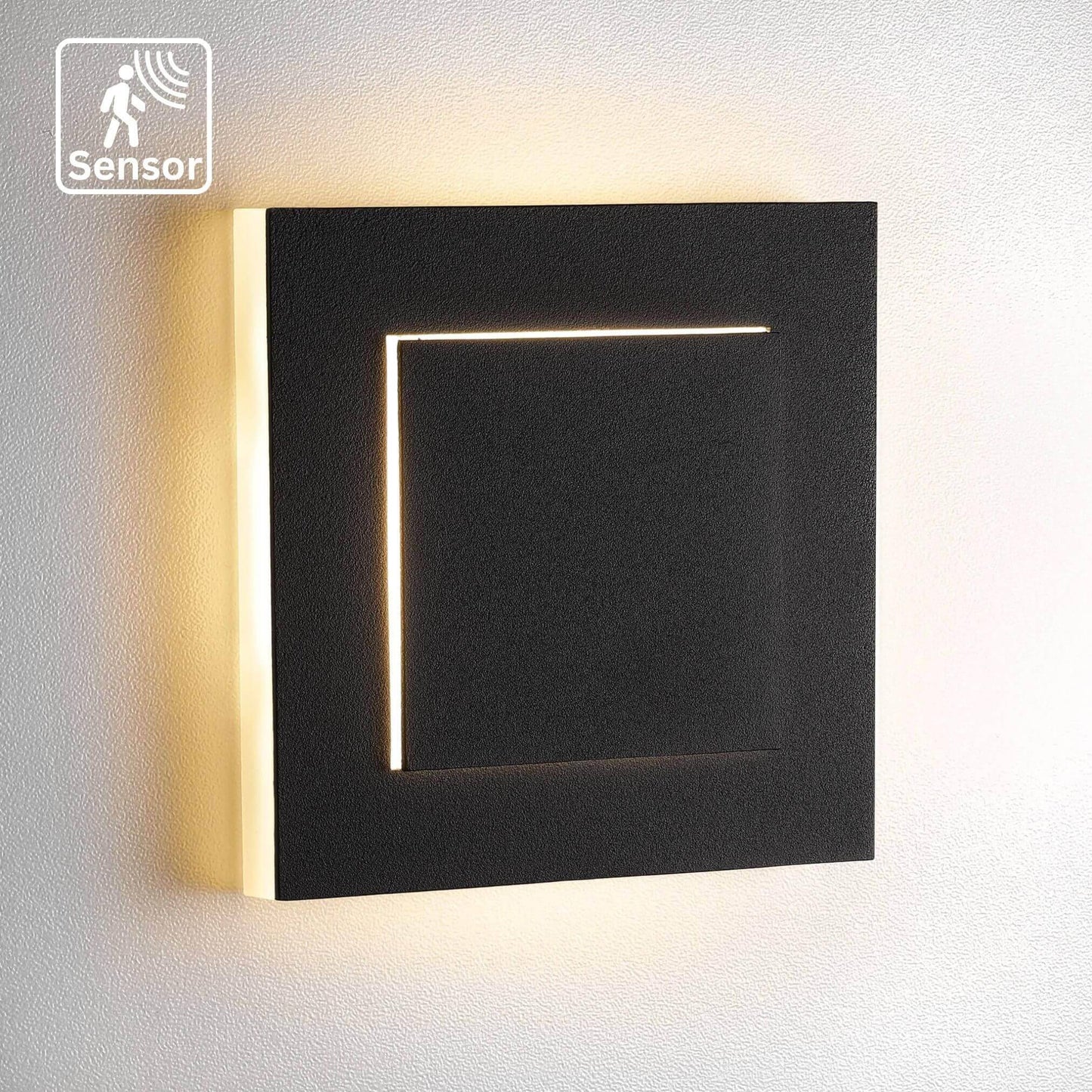 Treppenbeleuchtung mit Bewegungsmelder in Schwarz - eckig 3D - 230V 1,5W LED