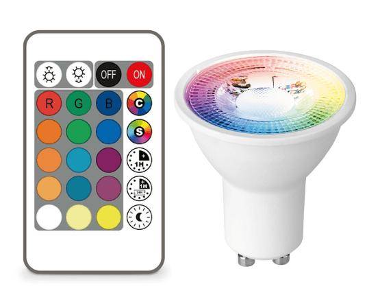 LED Bodenstrahler schwenkbar IP67 schwarz rund mit RGB+CCT Farbwechsel 5W GU10
