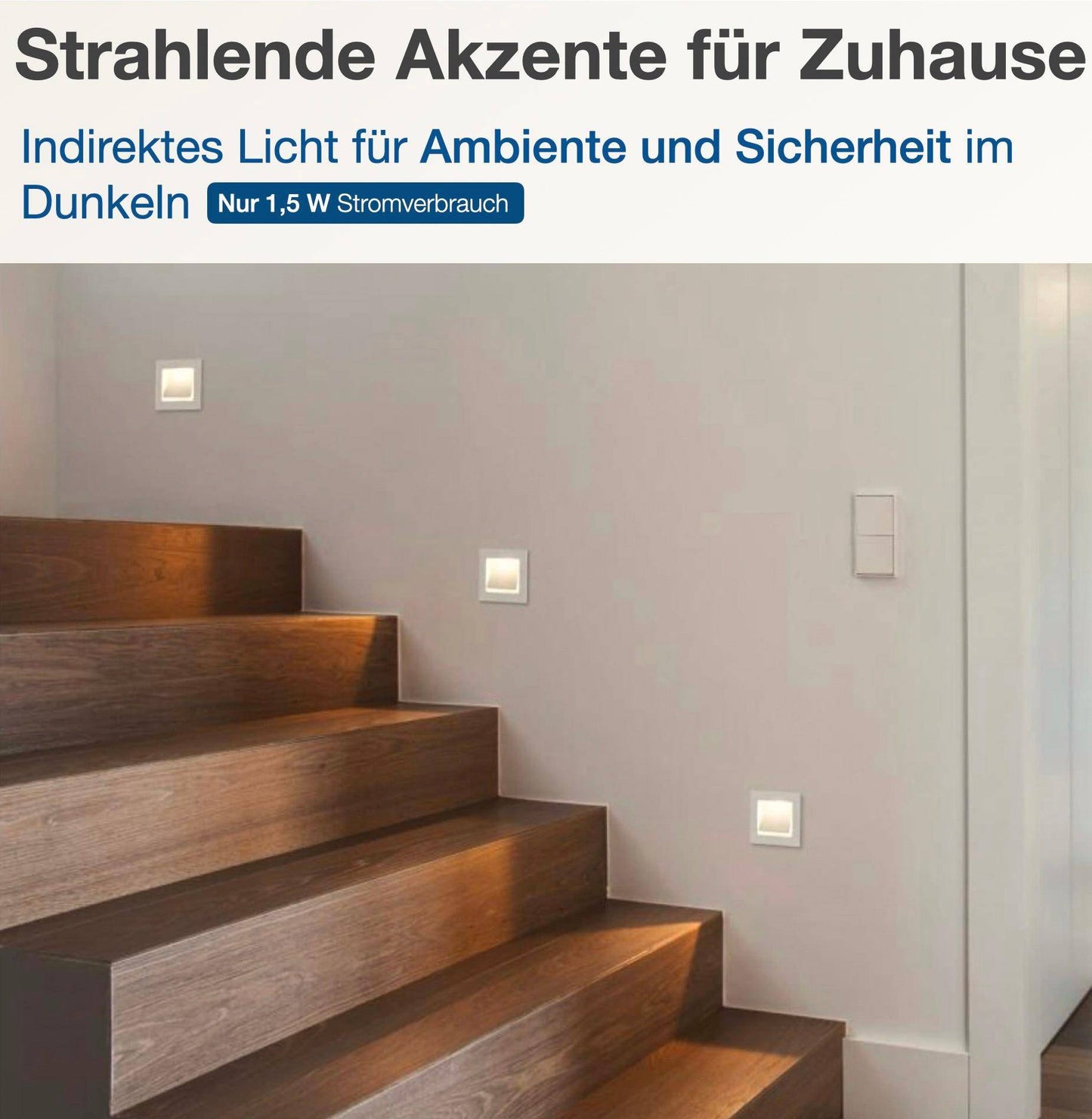 Wandeinbauleuchte - LED Treppenbeleuchtung Cut in Schwarz - 230V 1,5W CCT