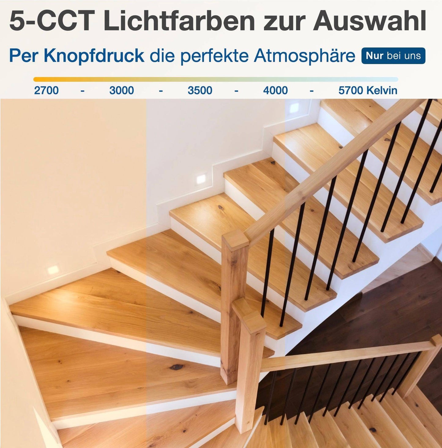 Wandeinbauleuchte - LED Treppenbeleuchtung Cut in Weiß - 230V 1,5W CCT