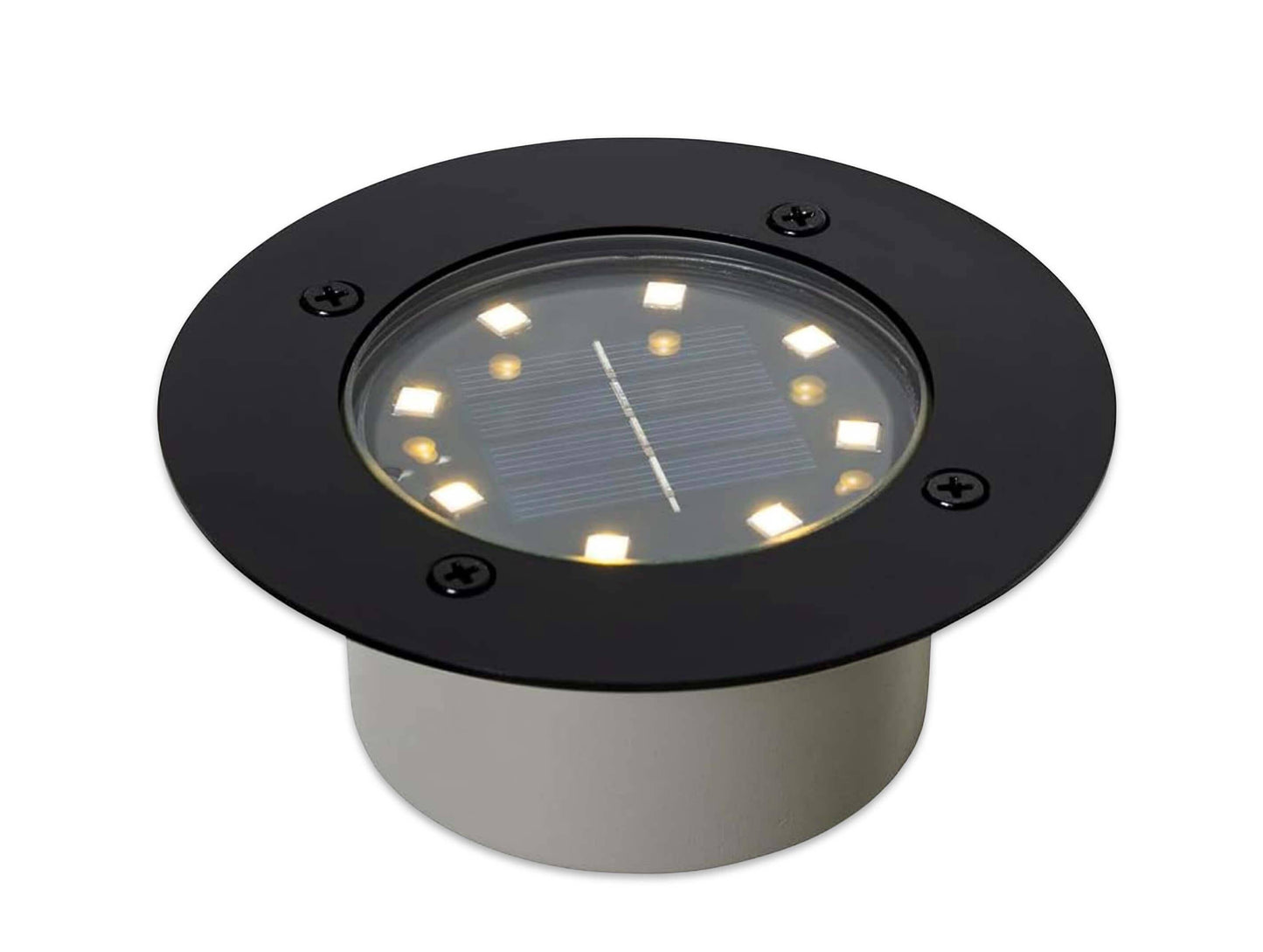 3er Set Solar LED Bodeneinbaustrahler IP65 für außen in Schwarz Ø12cm
