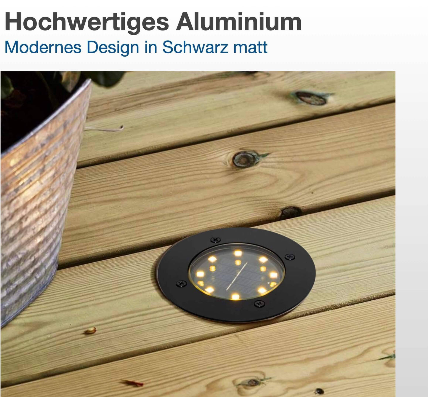 3er Set Solar LED Bodeneinbaustrahler IP65 für außen in Schwarz Ø12cm