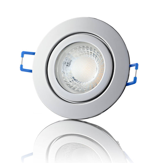 LED Einbaustrahler IP44 Dimmbar - Chrom Rund 5W GU10 LED - Agua