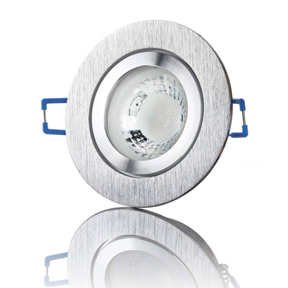 LED Einbaustrahler IP44 - Alu gebürstet Rund 5W GU10 LED - Banja