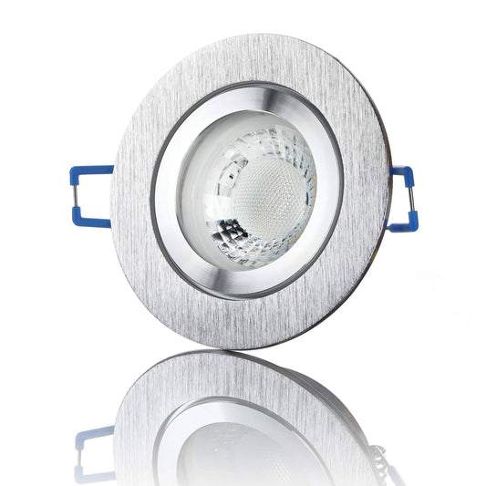 LED Einbaustrahler IP44 - Alu gebürstet Rund 5W GU10 LED - Banja