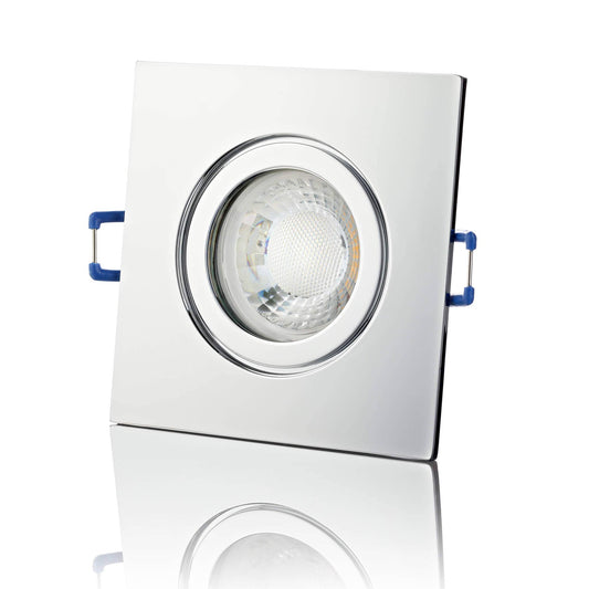 LED Einbaustrahler IP44 - Chrom Eckig 5W GU10 LED - Agua