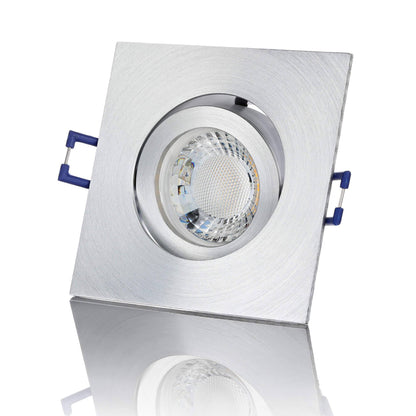 LED Einbaustrahler Dimmbar - Alu Feinschliff Eckig 5W GU10 LED - Rapid