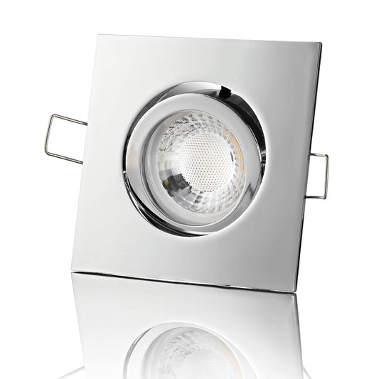 LED Einbaustrahler Dimmbar - Chrom Eckig 5W GU10 LED - Rapid