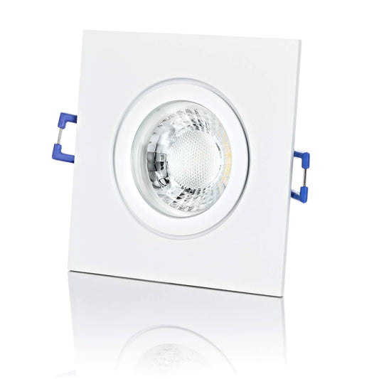LED Einbaustrahler IP44 Dimmbar - Weiß Eckig 5W GU10 LED - Agua