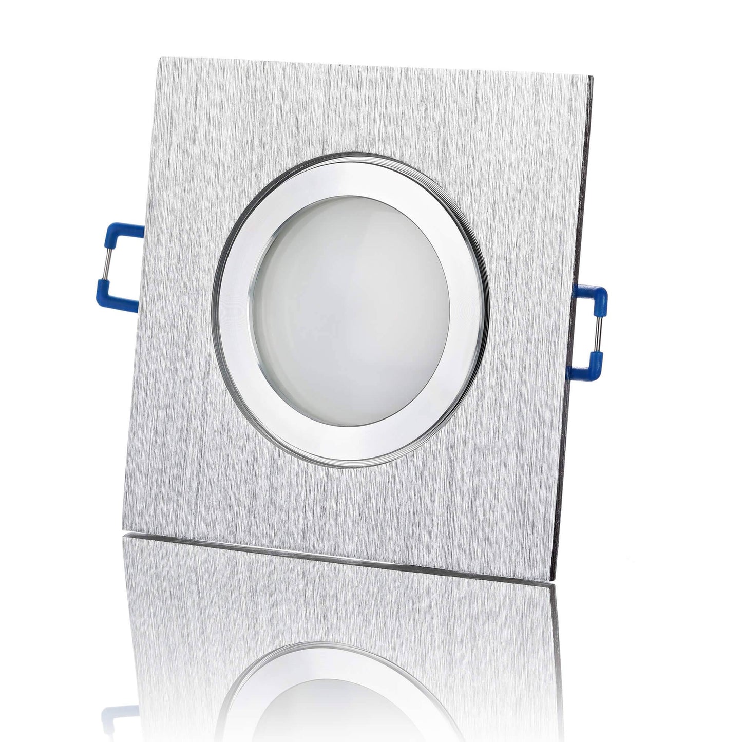 LED Einbaustrahler Flach IP44 - Alu gebürstet Eckig 5W Dimmbar 120° - Banja