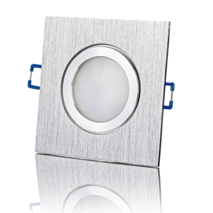 LED Einbaustrahler Flach IP44 - Alu gebürstet Eckig 5W Dimmbar 120° - Banja