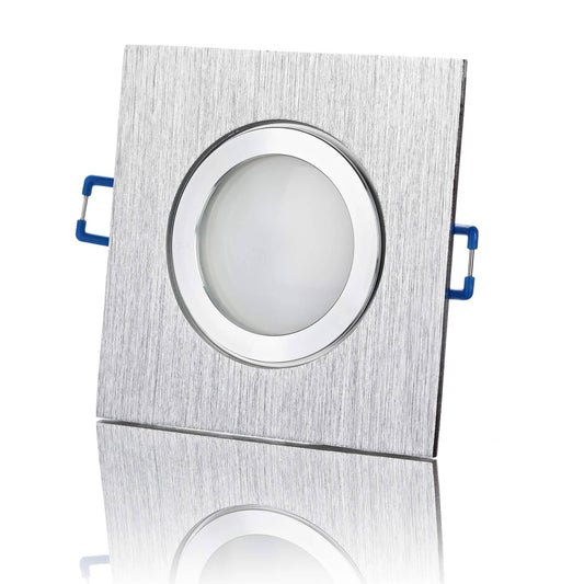 LED Einbaustrahler Flach IP44 - Alu gebürstet Eckig 5W Dimmbar 120° - Banja