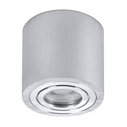 LED Aufbaustrahler IP44 Dimmbar - Alu gebürstet Rund - 5W GU10 230V - Lavabo