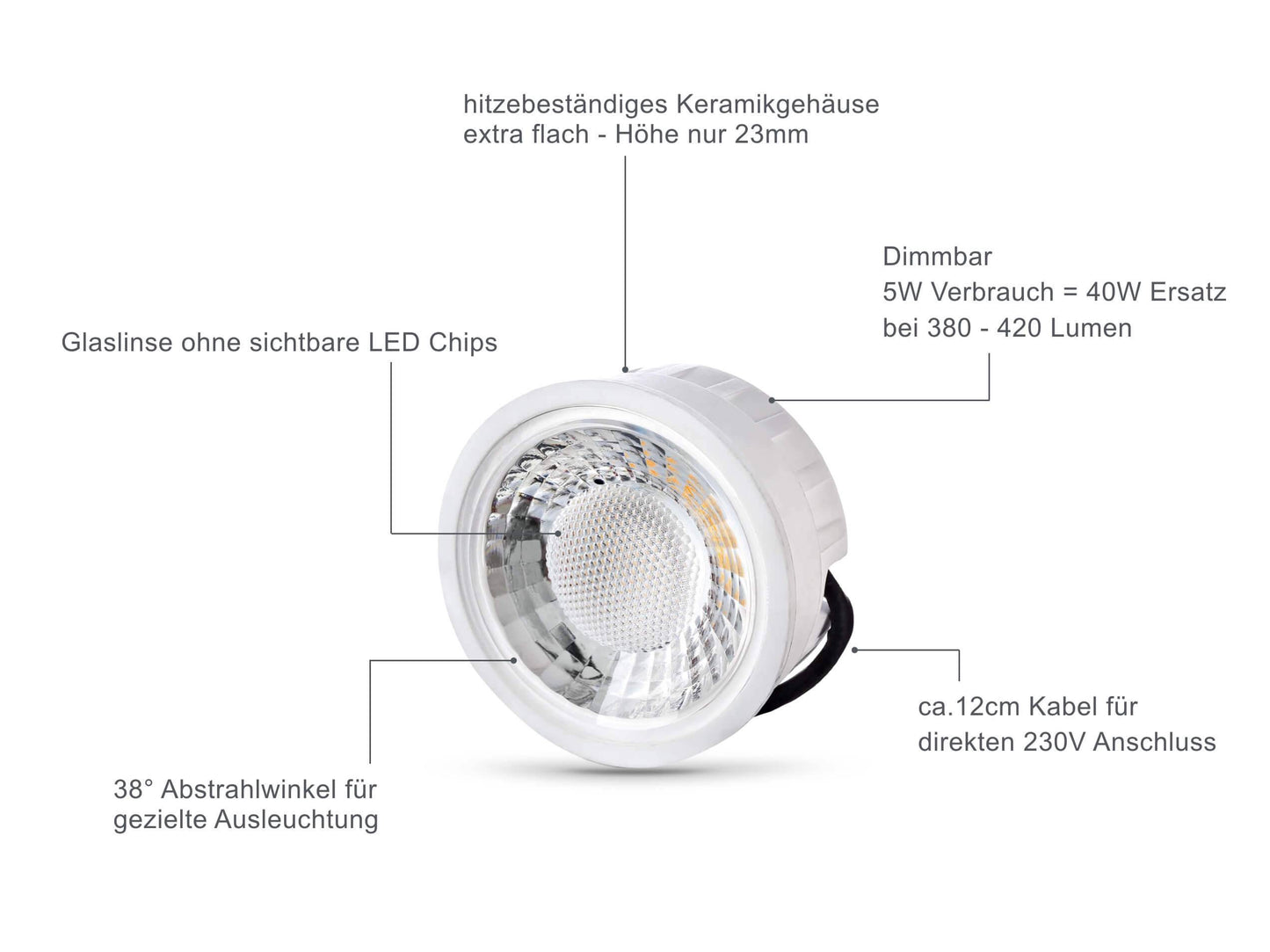Flacher Bodeneinbaustrahler IP67 - Edelstahl gebürstet Eckig inkl. LED-Modul 230V 5W