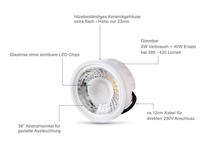 Flacher Bodeneinbaustrahler IP67 - Edelstahl gebürstet Eckig inkl. LED-Modul 230V 5W