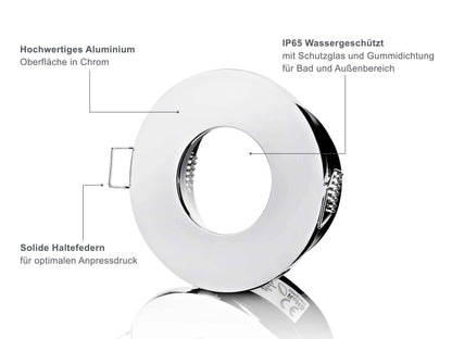 LED Einbaustrahler IP65 - Chrom Rund 5W GU10 - Fora