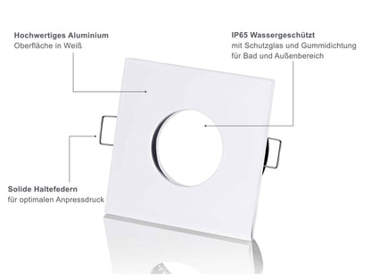 LED Einbaustrahler IP65 Dimmbar - Weiß Eckig 5W GU10 - Fora