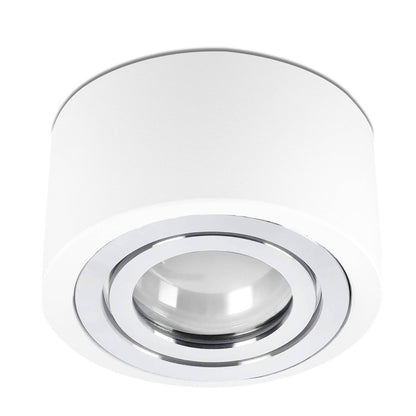 LED Aufbaustrahler IP44 Flach - Weiß mit Chromring 230V 5W Dimmbar 120° - Tablo
